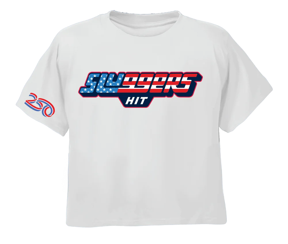 Sluggers white anniversary shirt